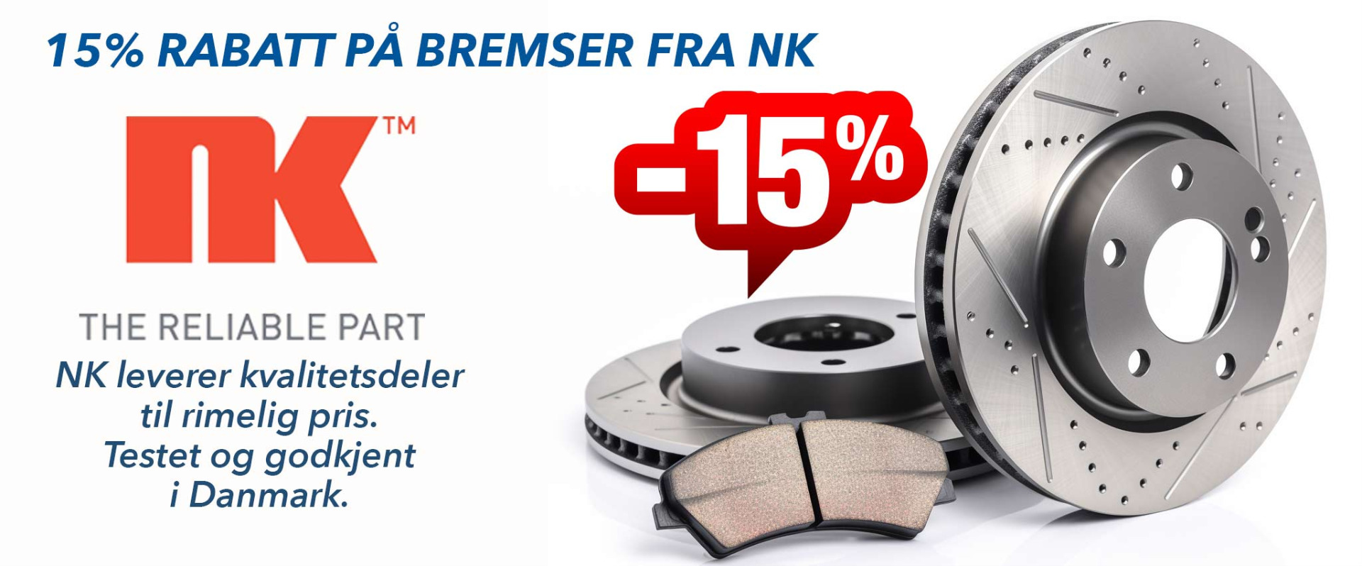 15% Rabatt på bremsedeler fra NK