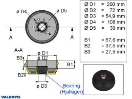 BREMSETROMMEL EURO 200X50 MM 5